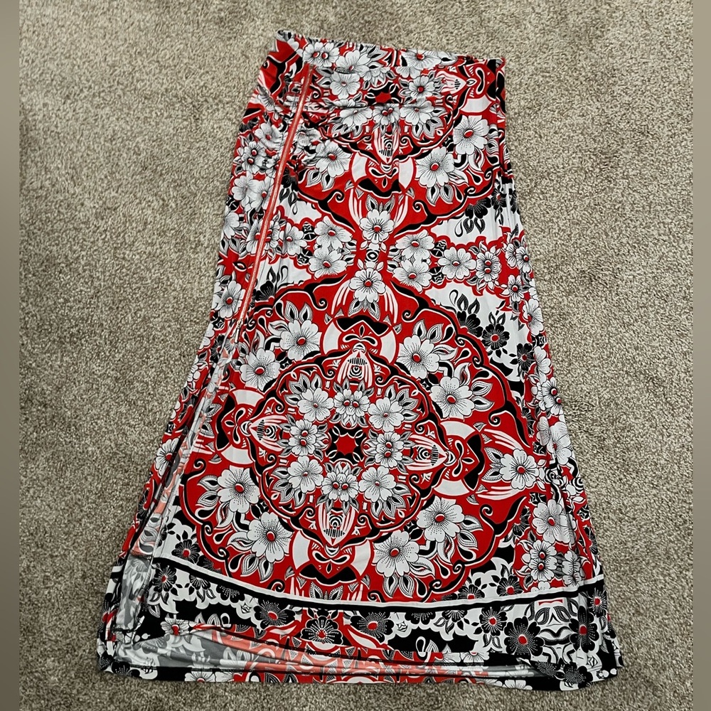 Red Floral Maxi Skirt
